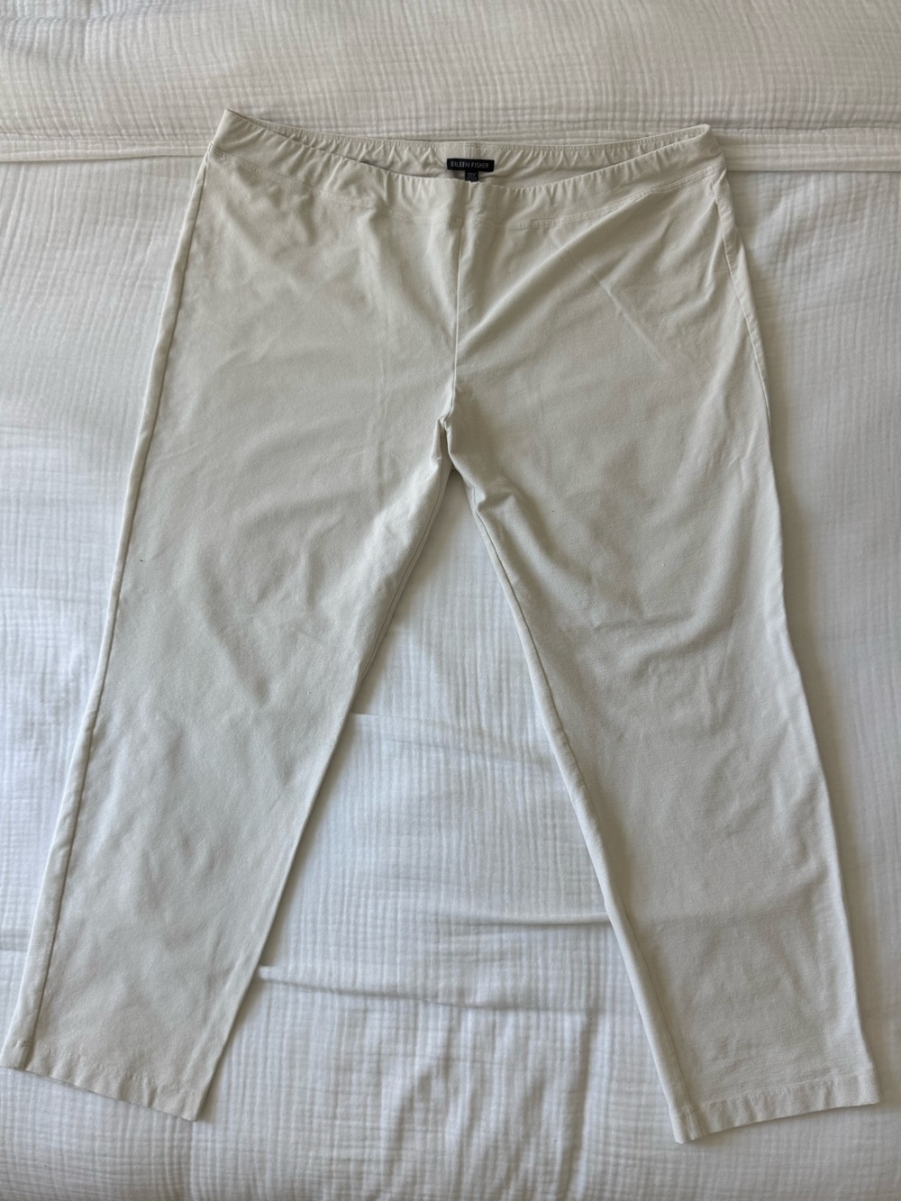 Eileen Fisher Classic Stretch Pull-On Women’s Pants - Cream XXL